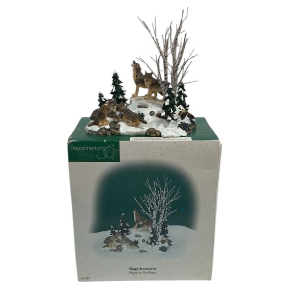 Dept. 56, Snow Village, "Wolves in the Woods," Retired, #56.52765 - Picture 1 of 13